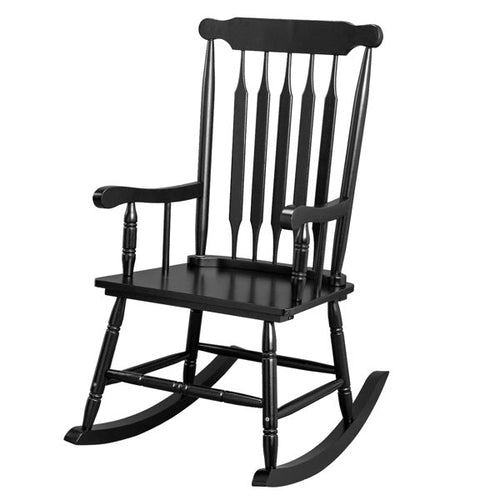 LuxePorch™ – Black Poplar Windsor Wood Rocking Chair (US Warehouse)