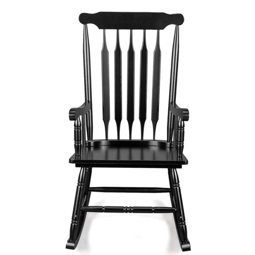 LuxePorch™ – Black Poplar Windsor Wood Rocking Chair (US Warehouse)
