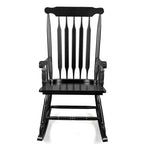 LuxePorch™ – Black Poplar Windsor Wood Rocking Chair (US Warehouse)