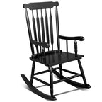 LuxePorch™ – Black Poplar Windsor Wood Rocking Chair (US Warehouse)