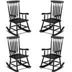 LuxePorch™ – Black Poplar Windsor Wood Rocking Chair (US Warehouse)