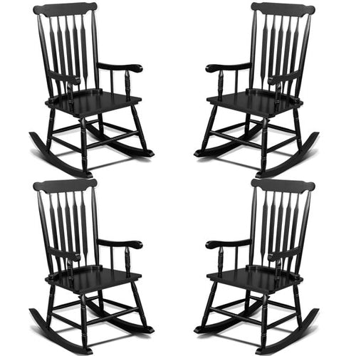 LuxePorch™ – Black Poplar Windsor Wood Rocking Chair (US Warehouse)