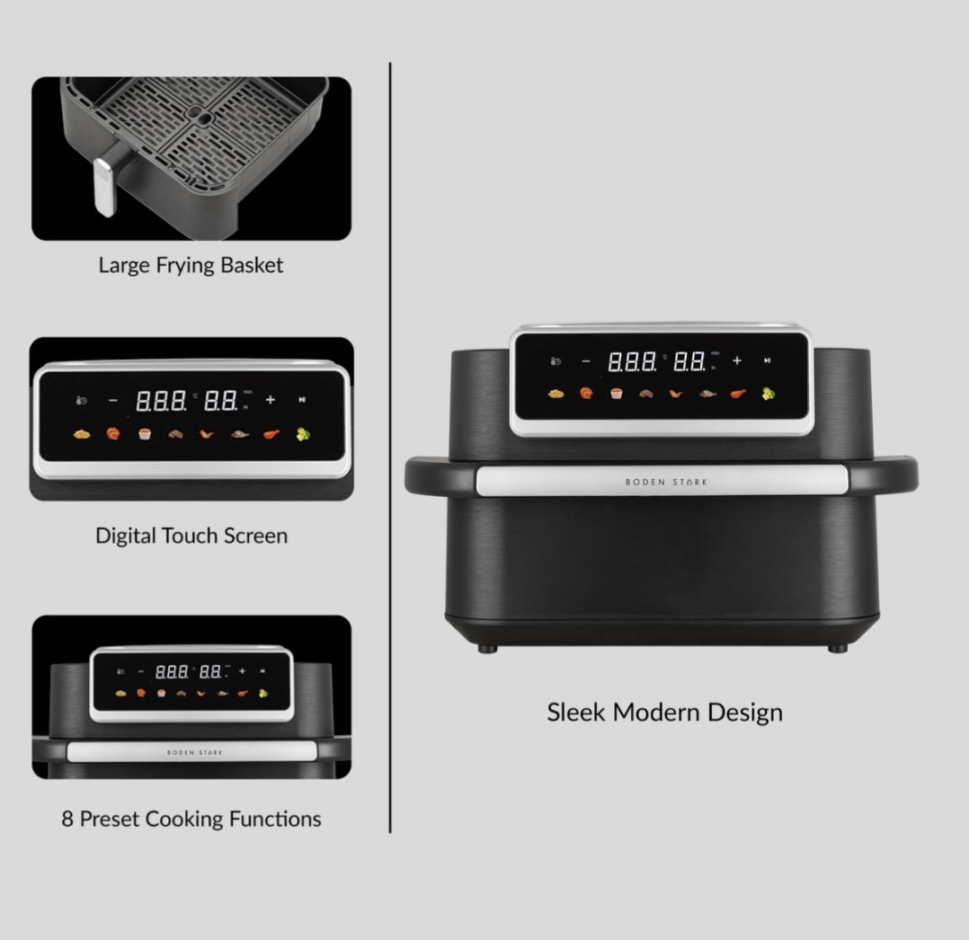 Boden Stark 10L 2200W Digital Air Fryer with Touch Screen, 8 Presets