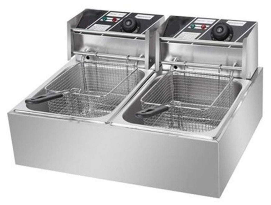 12L Electrical Fryer: Stainless Steel Double Basket for High-Volume Usage