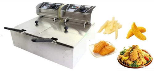 12L Electrical Fryer: Stainless Steel Double Basket for High-Volume Usage