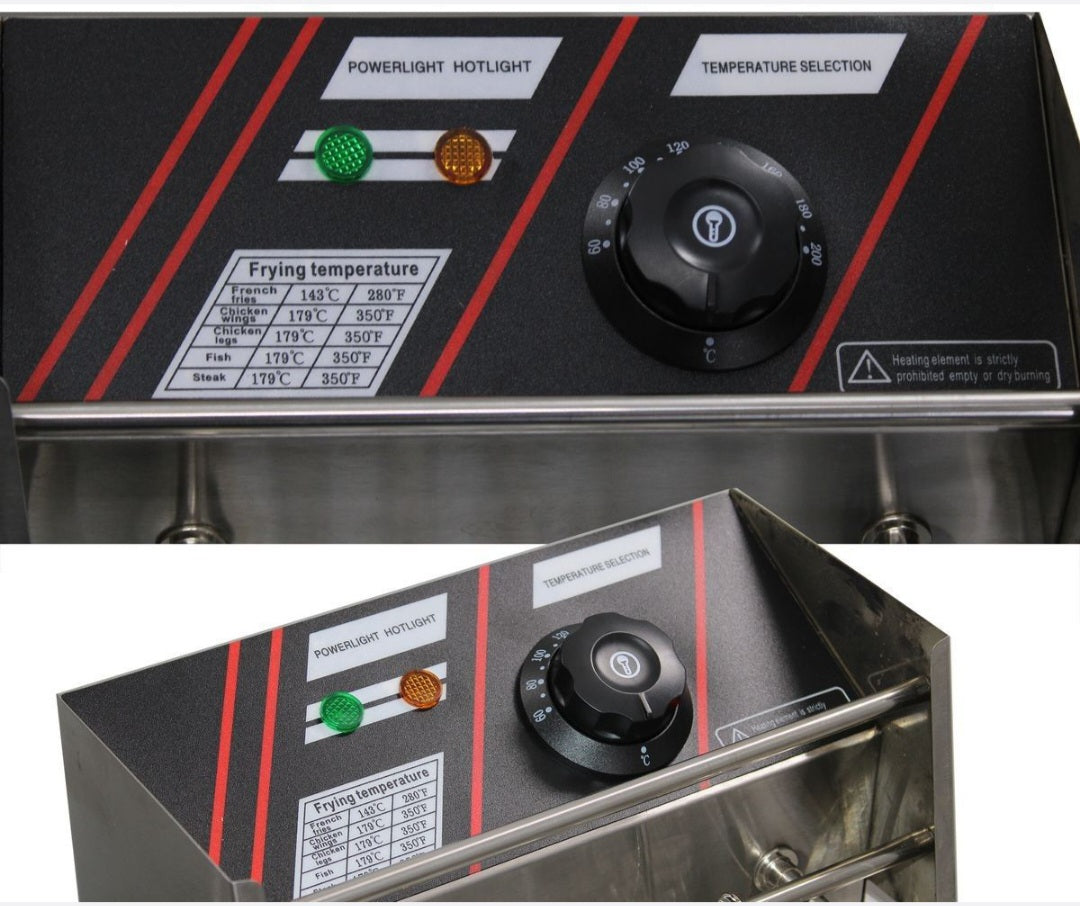 12L Electrical Fryer: Stainless Steel Double Basket for High-Volume Usage