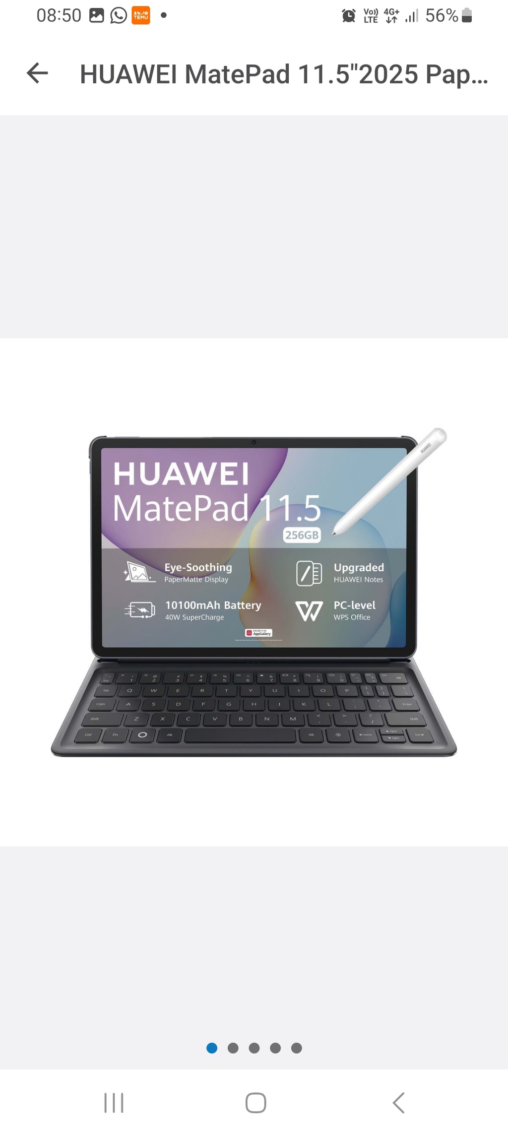 HUAWEI MatePad 11.5"2025 PaperMatte WiFi Tablet 8+256GB - Keyboard+M-Pencil