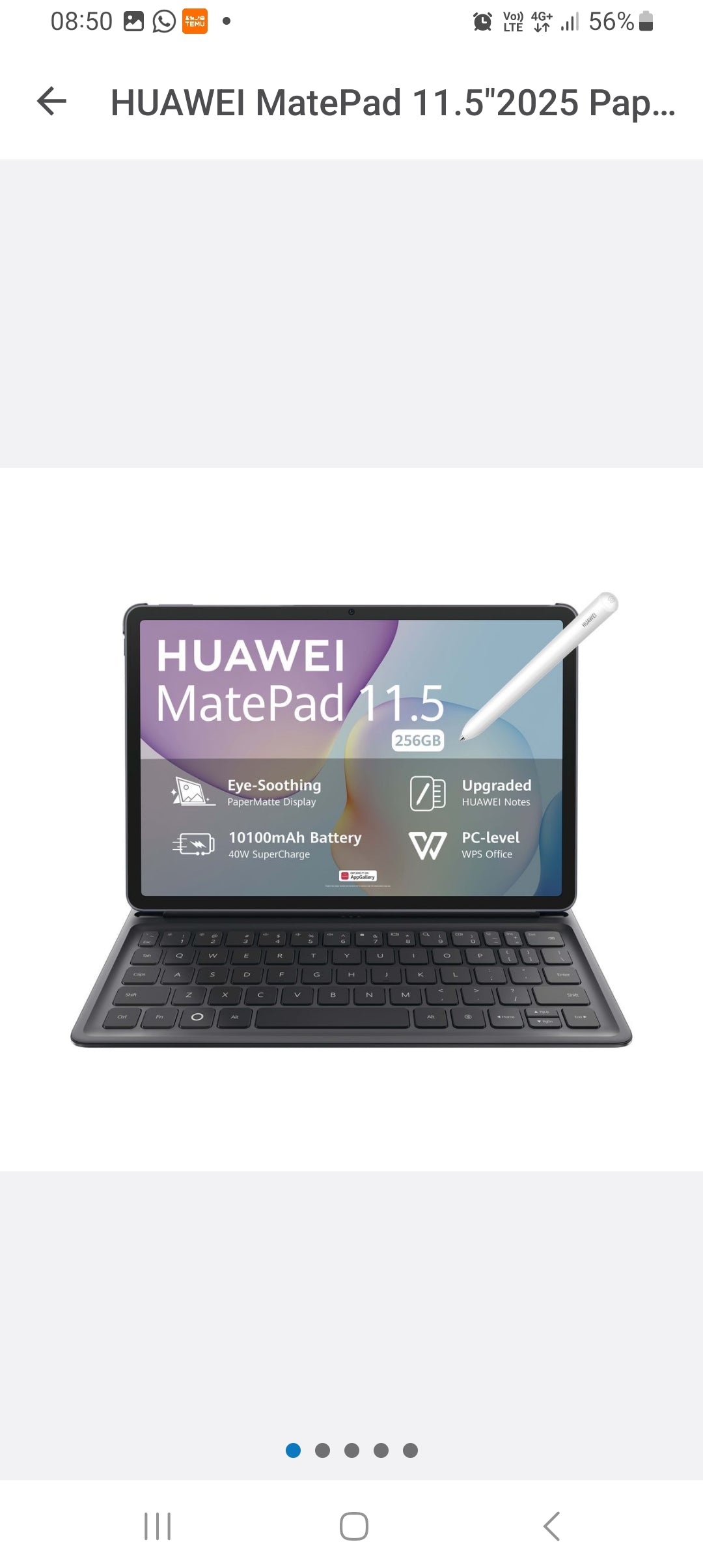 HUAWEI MatePad 11.5"2025 PaperMatte WiFi Tablet 8+256GB - Keyboard+M-Pencil
