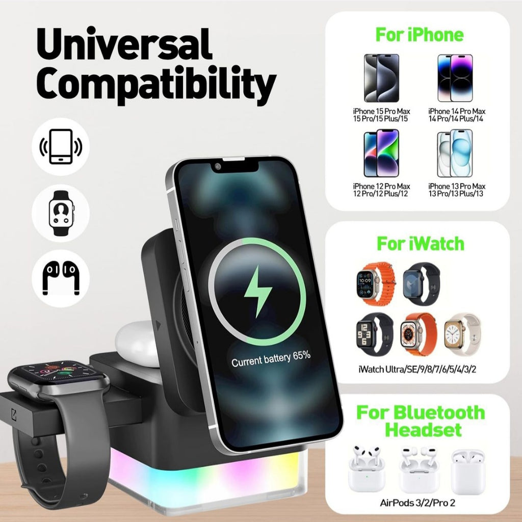 4-in-1 Apple Wireless Charging Station for iPhone, Watch & AirPods 15W