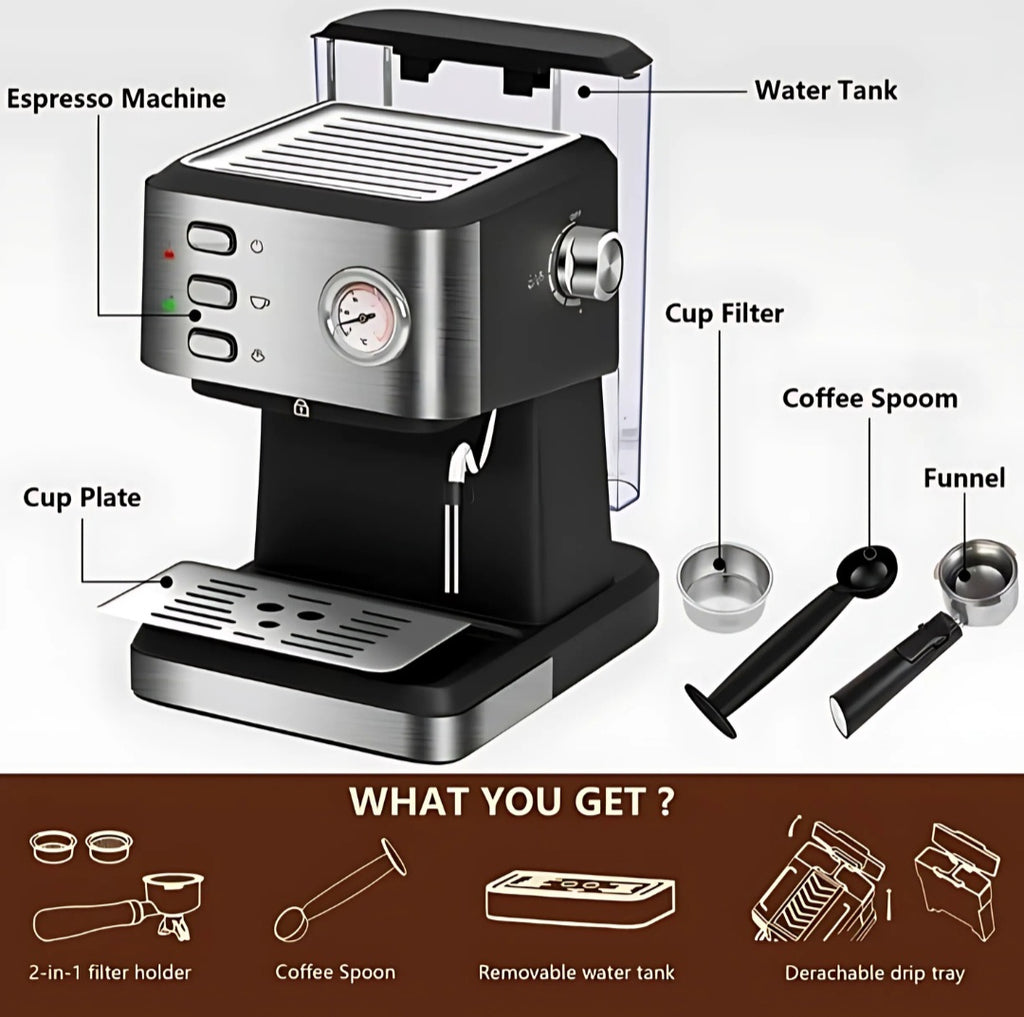 Fully Automatic Espresso & Mocha Coffee Machine with Milk Frother