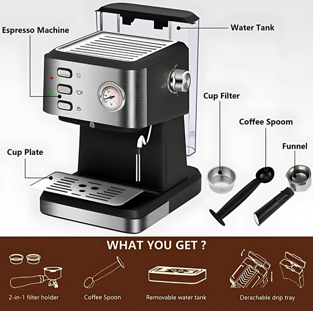 Fully Automatic Espresso & Mocha Coffee Machine with Milk Frother