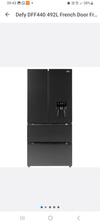 Defy DFF440 492L French Door Fridge with Water Dispense Onyx