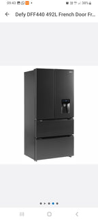 Defy DFF440 492L French Door Fridge with Water Dispense Onyx