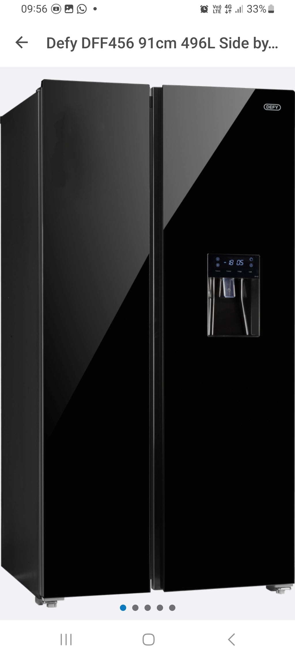 Defy 559L DFF636 Naturelight Technology Side by Side Fridge Freezer Dark