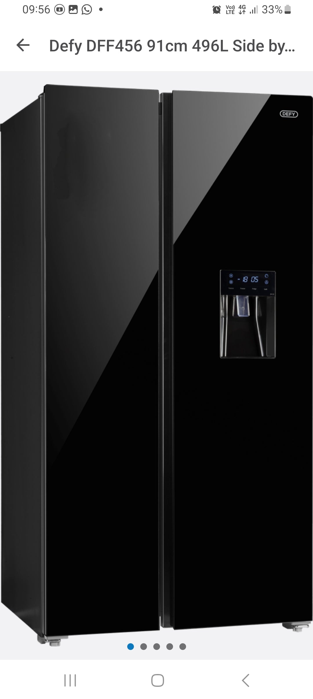 Defy 559L DFF636 Naturelight Technology Side by Side Fridge Freezer Dark