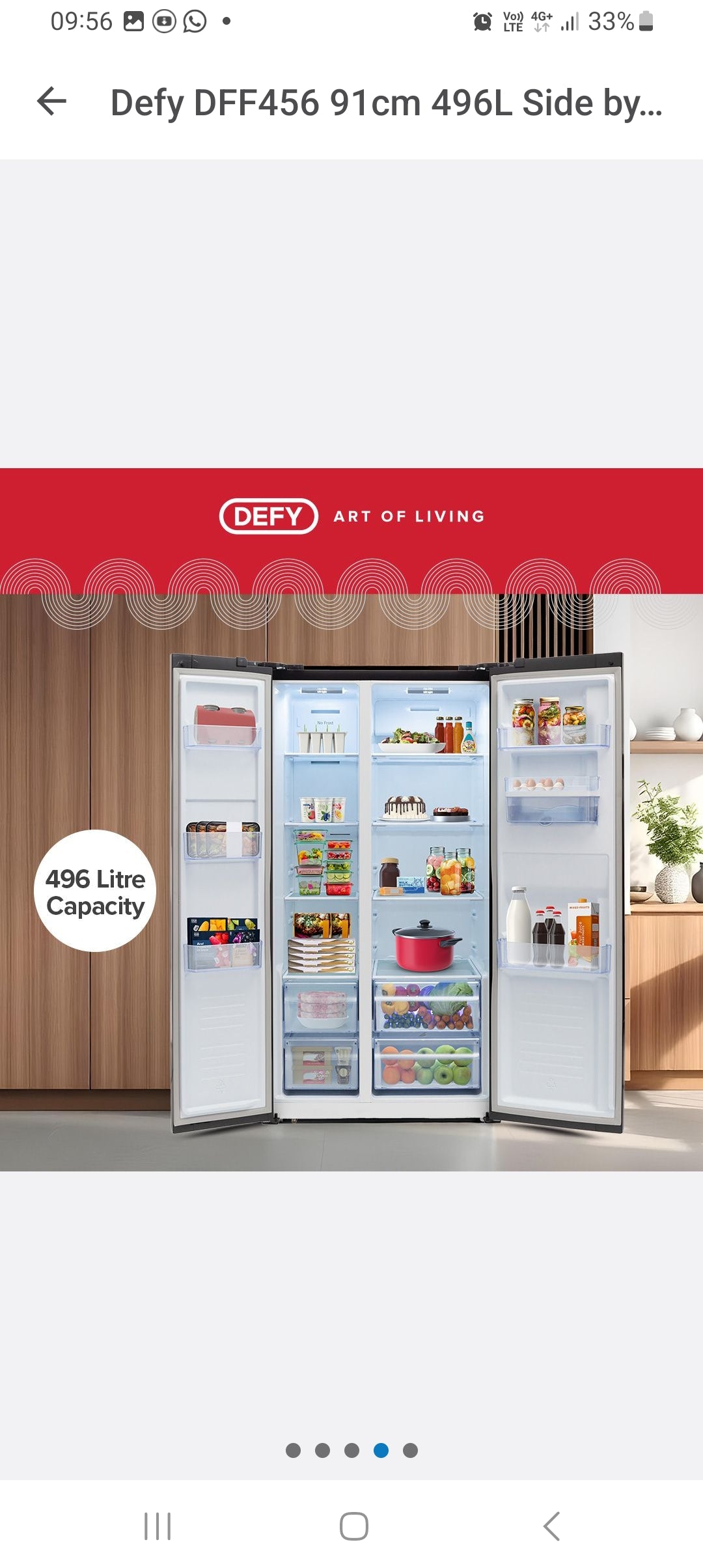 Defy 559L DFF636 Naturelight Technology Side by Side Fridge Freezer Dark