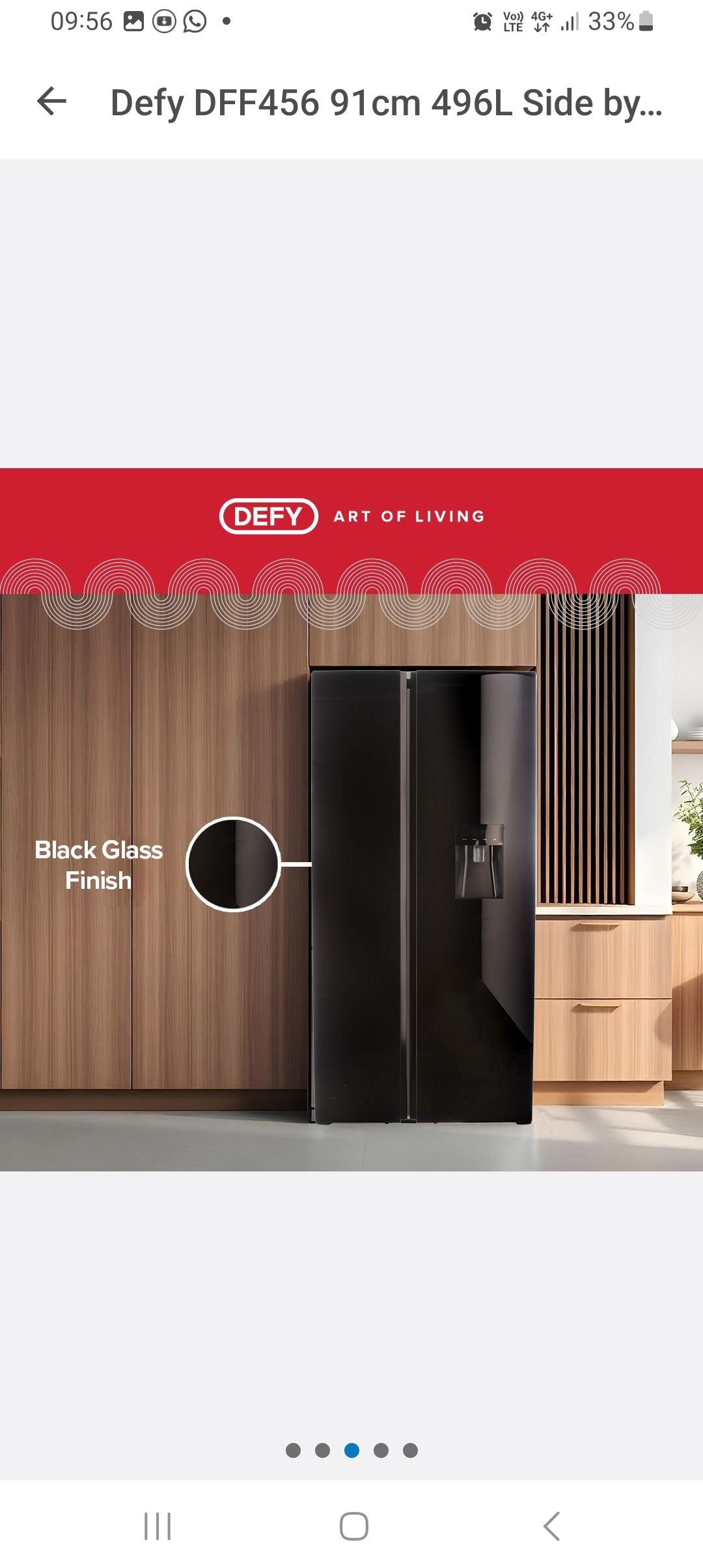 Defy 559L DFF636 Naturelight Technology Side by Side Fridge Freezer Dark