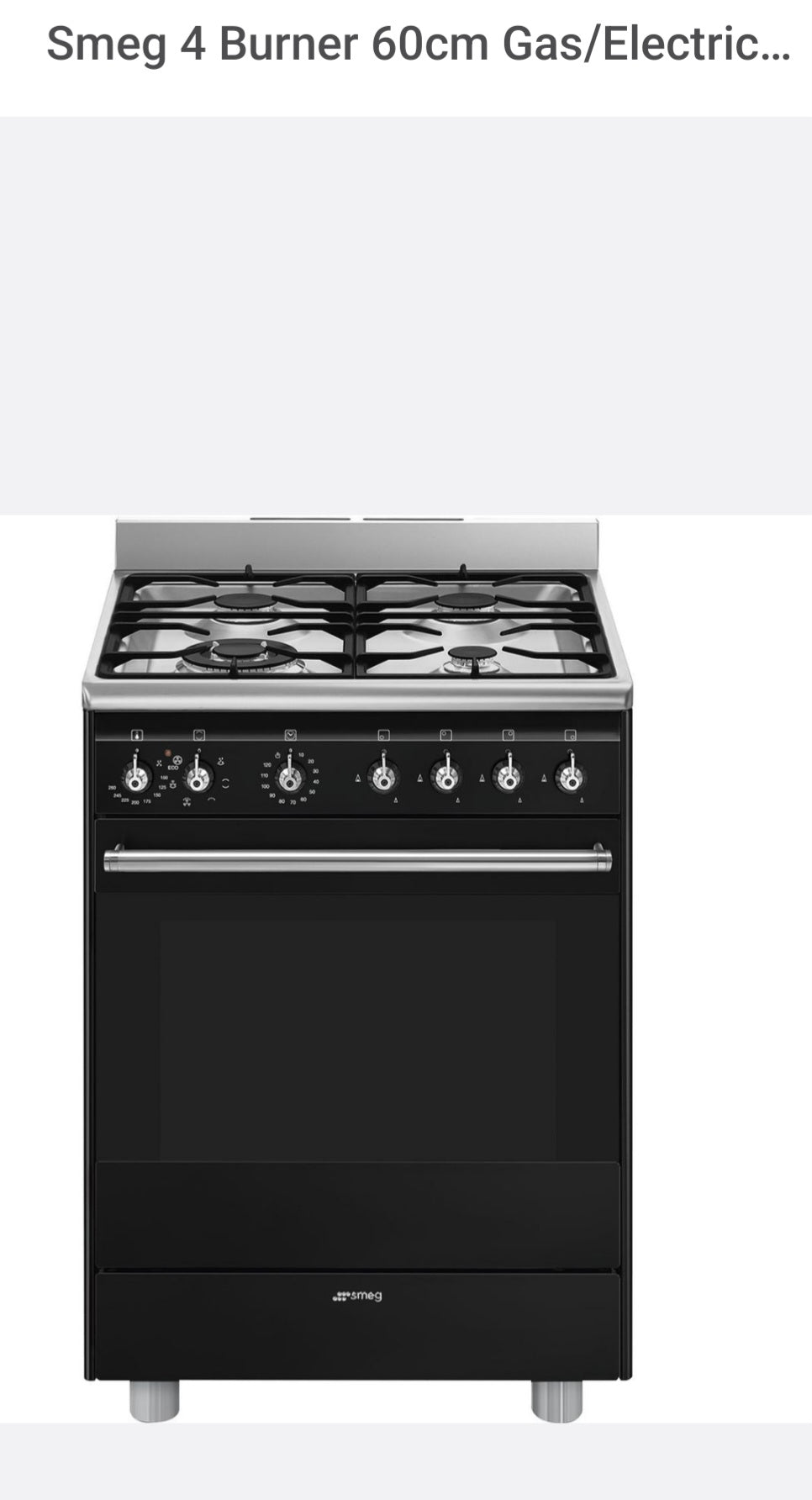 Smeg 4 Burner 60cm Gas/Electric Cooker