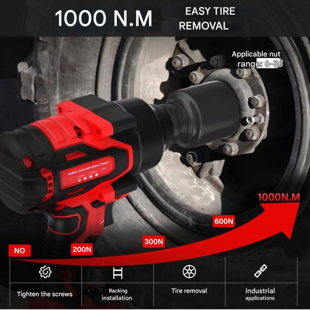 POINTEKX 1000NM Brushless Impact Wrench Cordless With 3.0Ah Battery