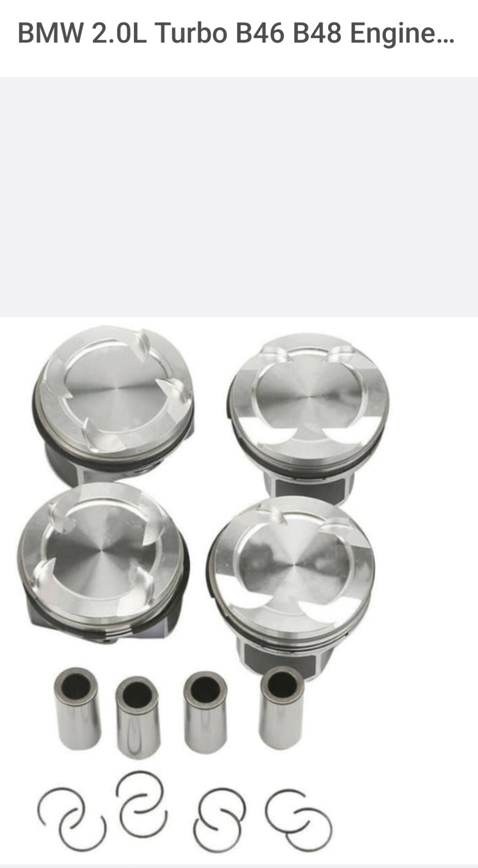 BMW 2.0L Turbo B46 B48 Engine Pistons Rings Set (82mm) 15-20 - 11258623326