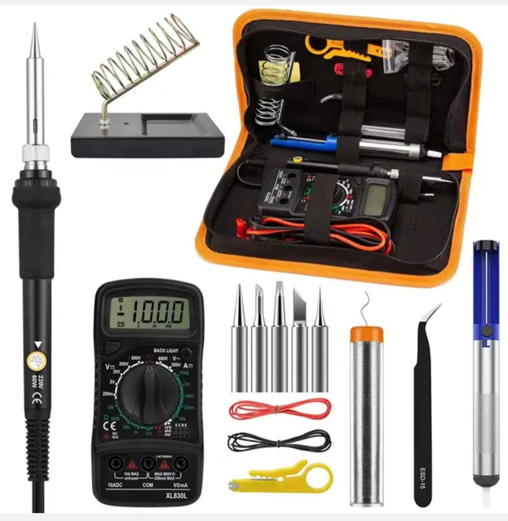 60W Electronic Soldering Iron Kit, Adjustable Temperature LCD Display