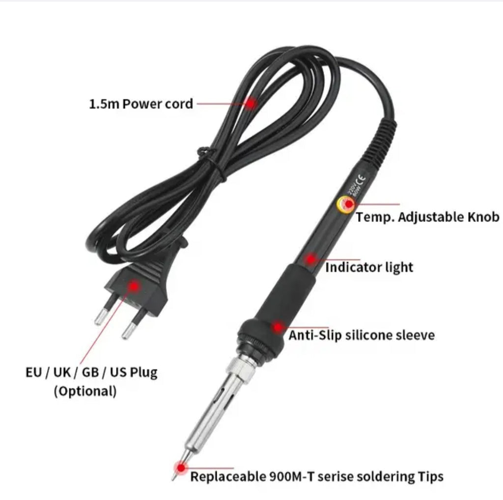 60W Electronic Soldering Iron Kit, Adjustable Temperature LCD Display