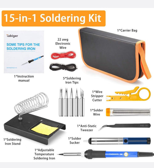 15-in-1 Soldering Iron Kit, 60W Soldering Iron with Tools