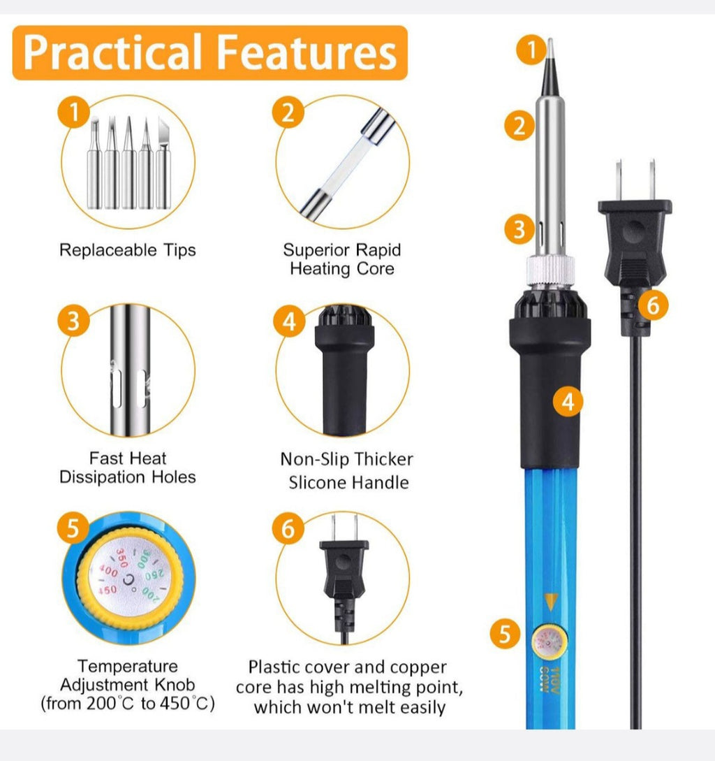 15-in-1 Soldering Iron Kit, 60W Soldering Iron with Tools