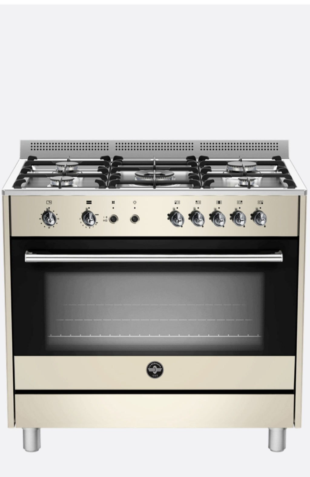 La Germania Rustica Full Gas Stove 5 Gas Burners Gas oven & Gas Grill Cream