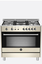La Germania Rustica Full Gas Stove 5 Gas Burners Gas oven & Gas Grill Cream