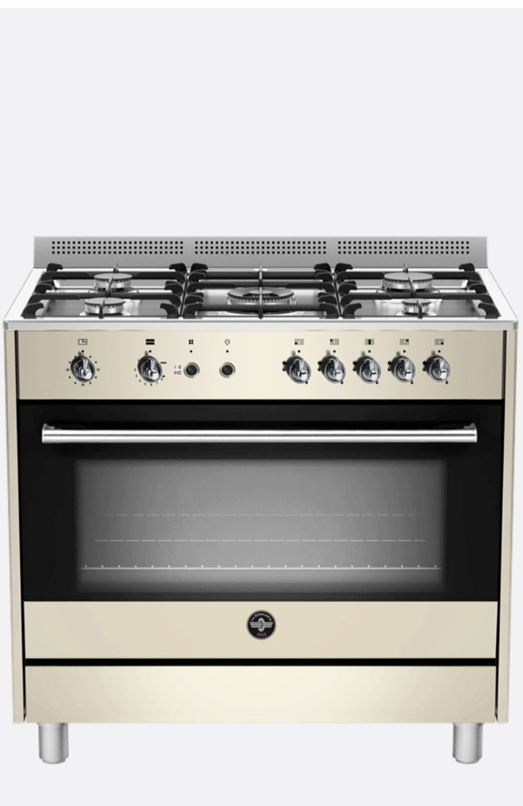 La Germania Rustica Full Gas Stove 5 Gas Burners Gas oven & Gas Grill Cream