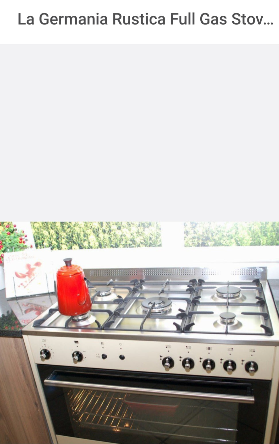 La Germania Rustica Full Gas Stove 5 Gas Burners Gas oven & Gas Grill Cream