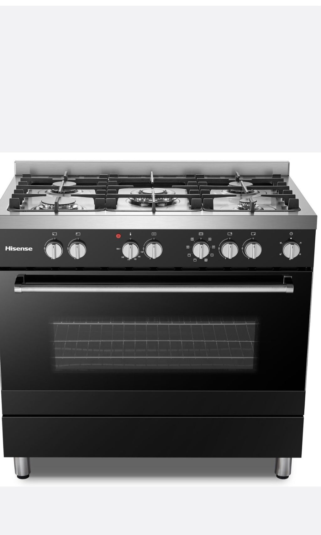 Hisense 90cm 5 Burner Gas/Electric Stove - Black