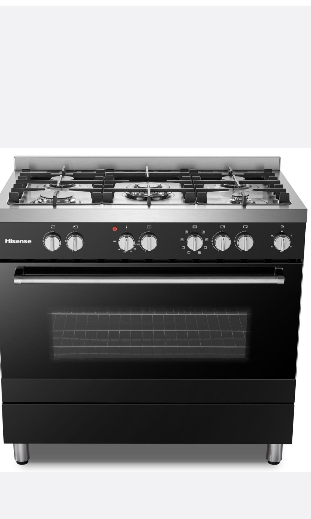 Hisense 90cm 5 Burner Gas/Electric Stove - Black