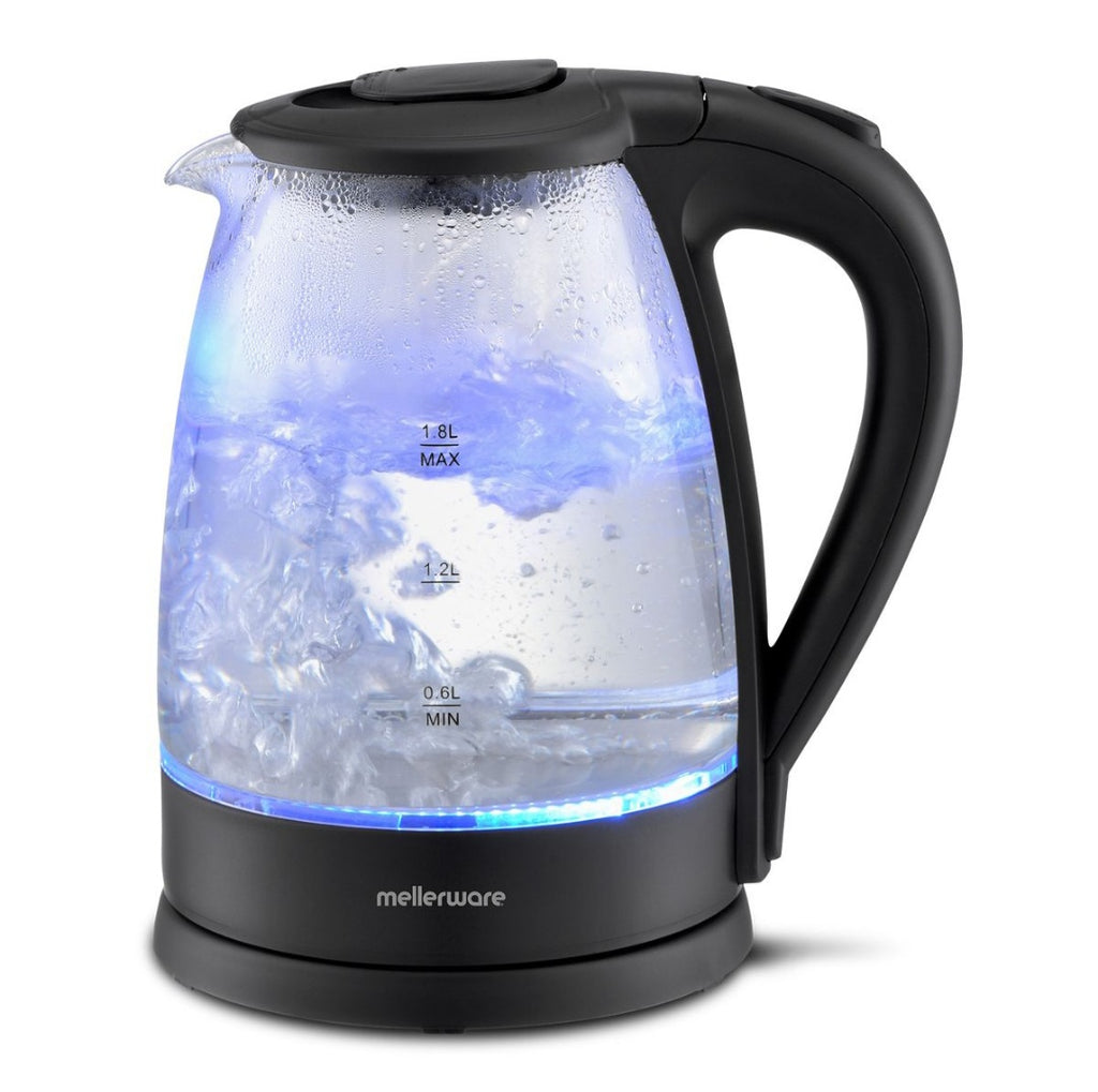 Mellerware Kettle 360 Degree Cordless Glass Black 1.8L 2200W "Storm"