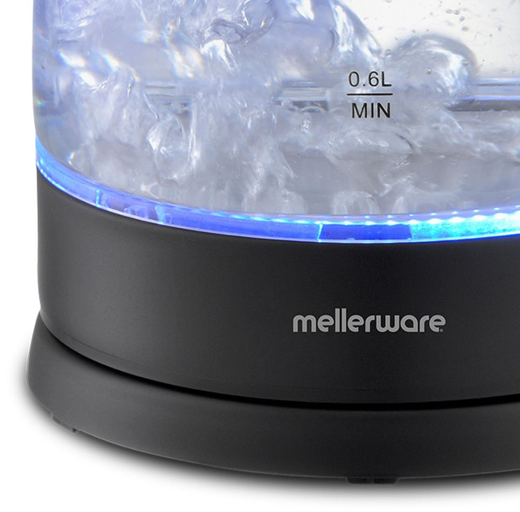 Mellerware Kettle 360 Degree Cordless Glass Black 1.8L 2200W "Storm"