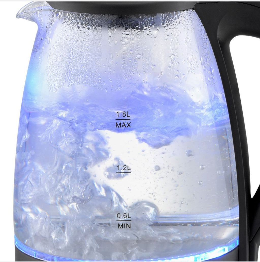 Mellerware Kettle 360 Degree Cordless Glass Black 1.8L 2200W "Storm"