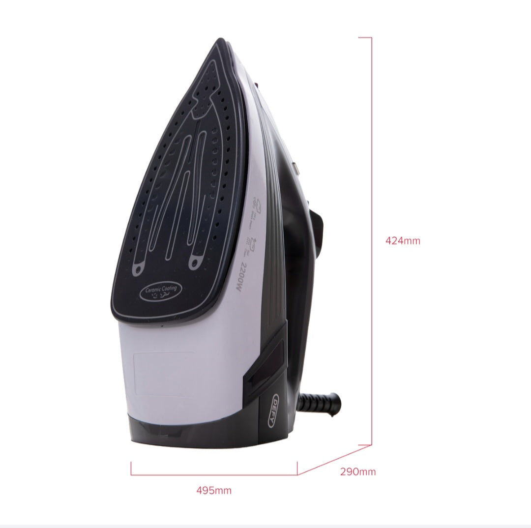 Defy 2200w Ceramic Non-Stick Steam Iron Black/Grey SI2322CX