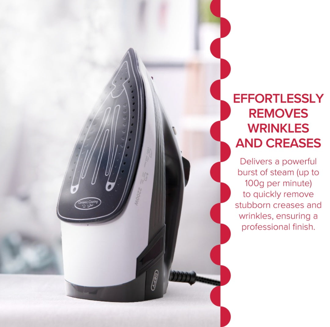 Defy 2200w Ceramic Non-Stick Steam Iron Black/Grey SI2322CX