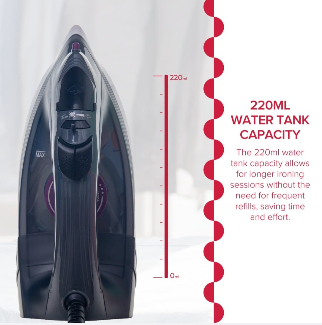 Defy 2200w Ceramic Non-Stick Steam Iron Black/Grey SI2322CX