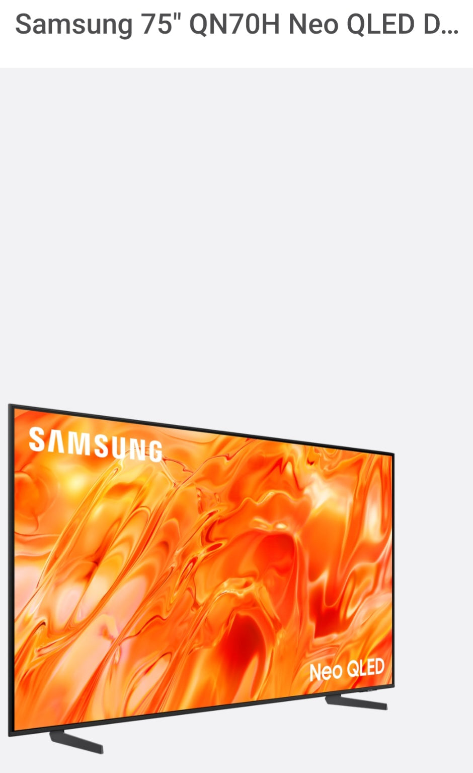 Samsung 75" QN70H Neo QLED DLG120Hz AI Smart TV with 4K Upscaling & MotionX