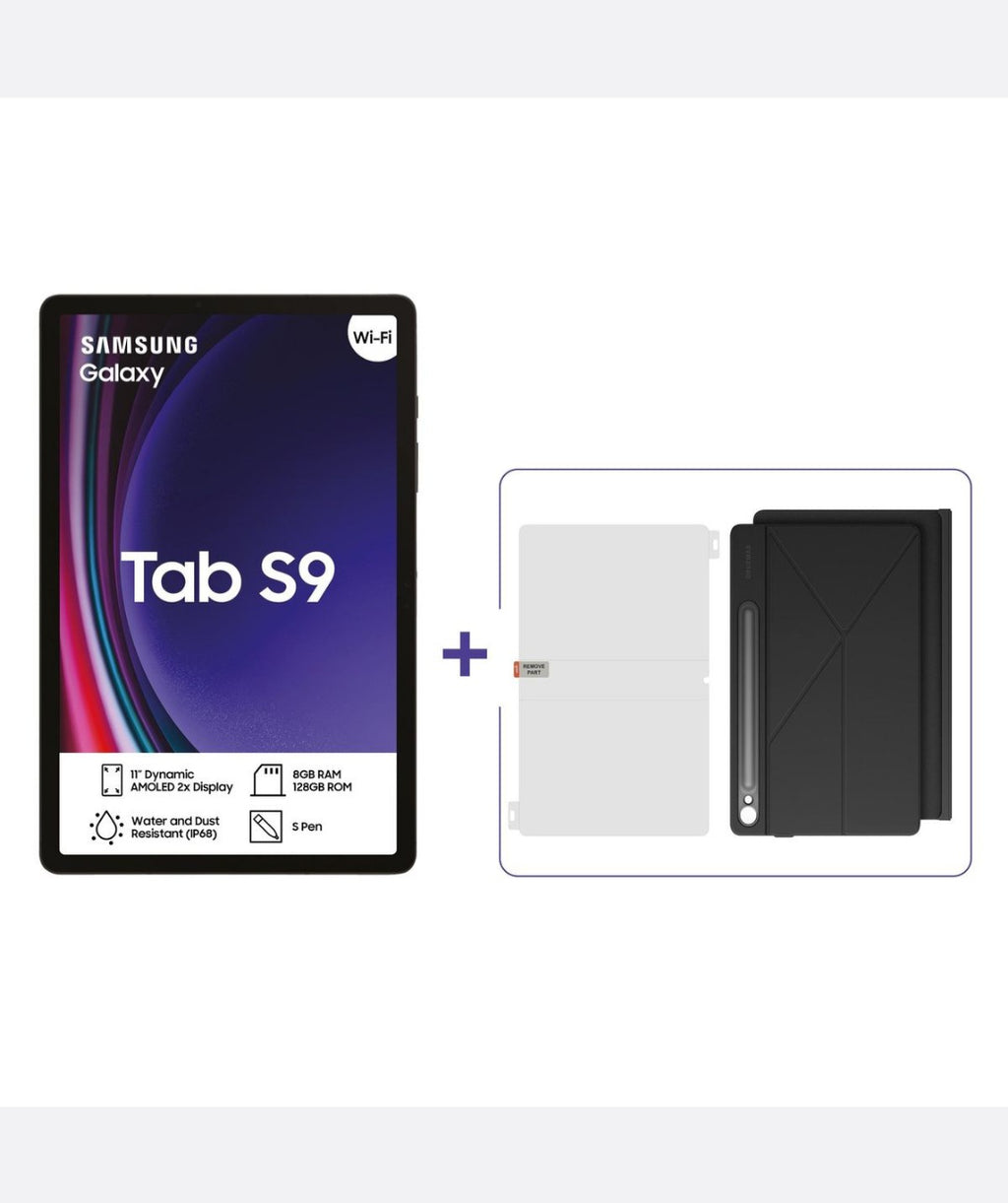 Samsung Galaxy Tab S9 (X710) 11" Wi-Fi Only 128GB Tablet + Screen Protector + Book Cover