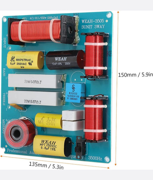 3 Way Audio Frequency Divider, 300W DIY KTV Stage Speaker Crossover 3 Way