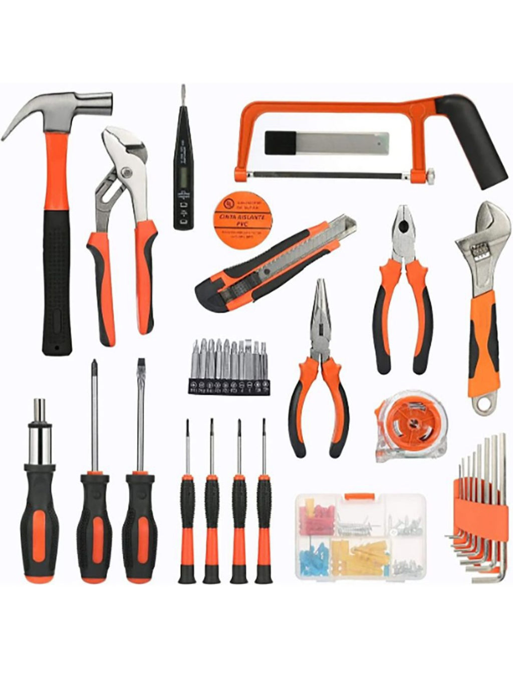 HXA 100 Pieces Universal Portable Hand Tool Set for Daily Household Repairs
