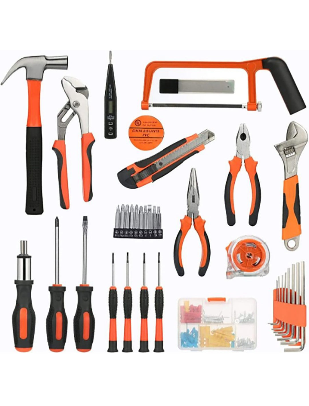 HXA 100 Pieces Universal Portable Hand Tool Set for Daily Household Repairs