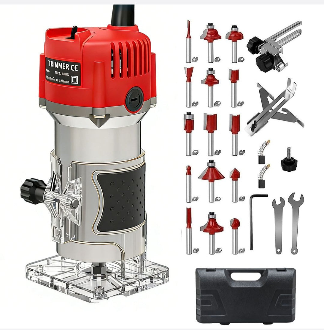 Compact Wood Router Tool, Electric Hand Wood Trimmer 110V 800W for DIY