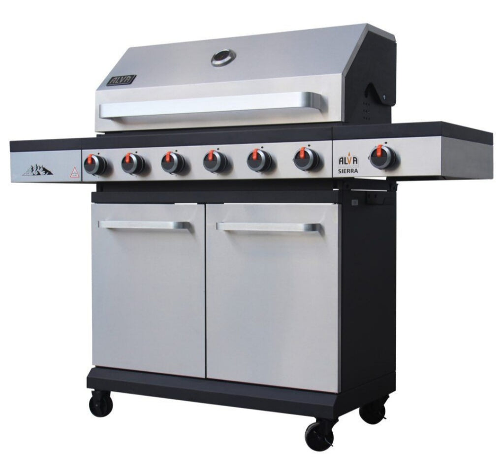 ALVA Sierra-6 Burner BBQ Gas Braai With Side Burner - Stainless Steel
