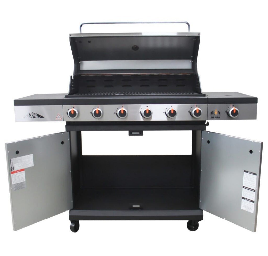 ALVA Sierra-6 Burner BBQ Gas Braai With Side Burner - Stainless Steel