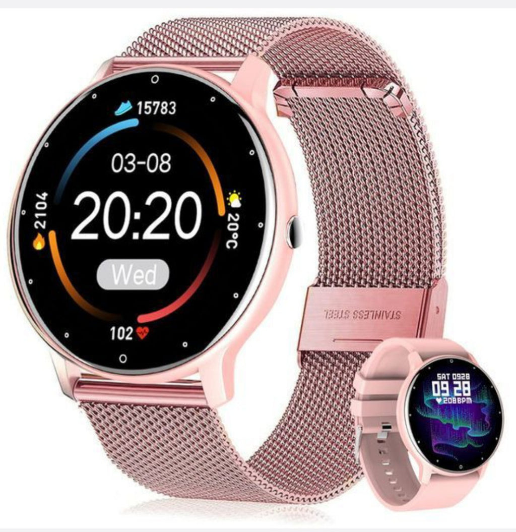 HAMASTON Smart Watch for Women Magnetic Stainless Steel Pink