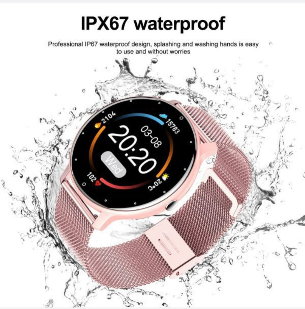HAMASTON Smart Watch for Women Magnetic Stainless Steel Pink